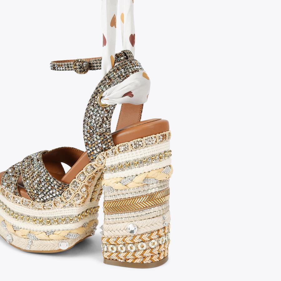 CHELSEA SCARF PLATFORM Beige Houndstooth Platform Heel by KURT