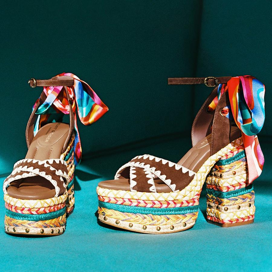 CHELSEA SCARF PLATFORM Brown Suede Platform Heels by KURT GEIGER