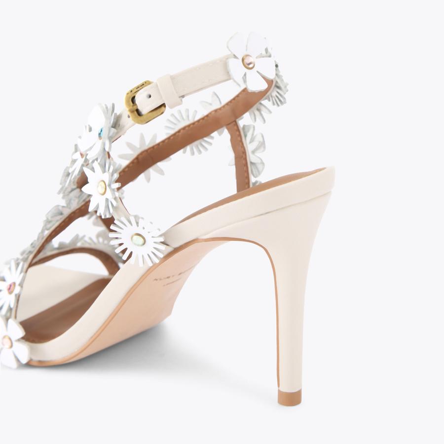 FLOWER SANDAL White Flower Textured Heel by KURT GEIGER LONDON