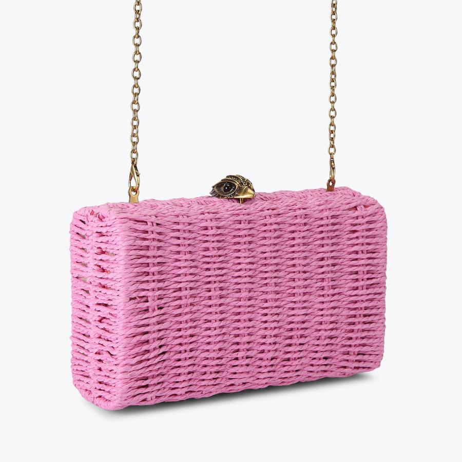 KENSINGTON CLUTCH Pink Woven Raffia Clutch Bag by KURT