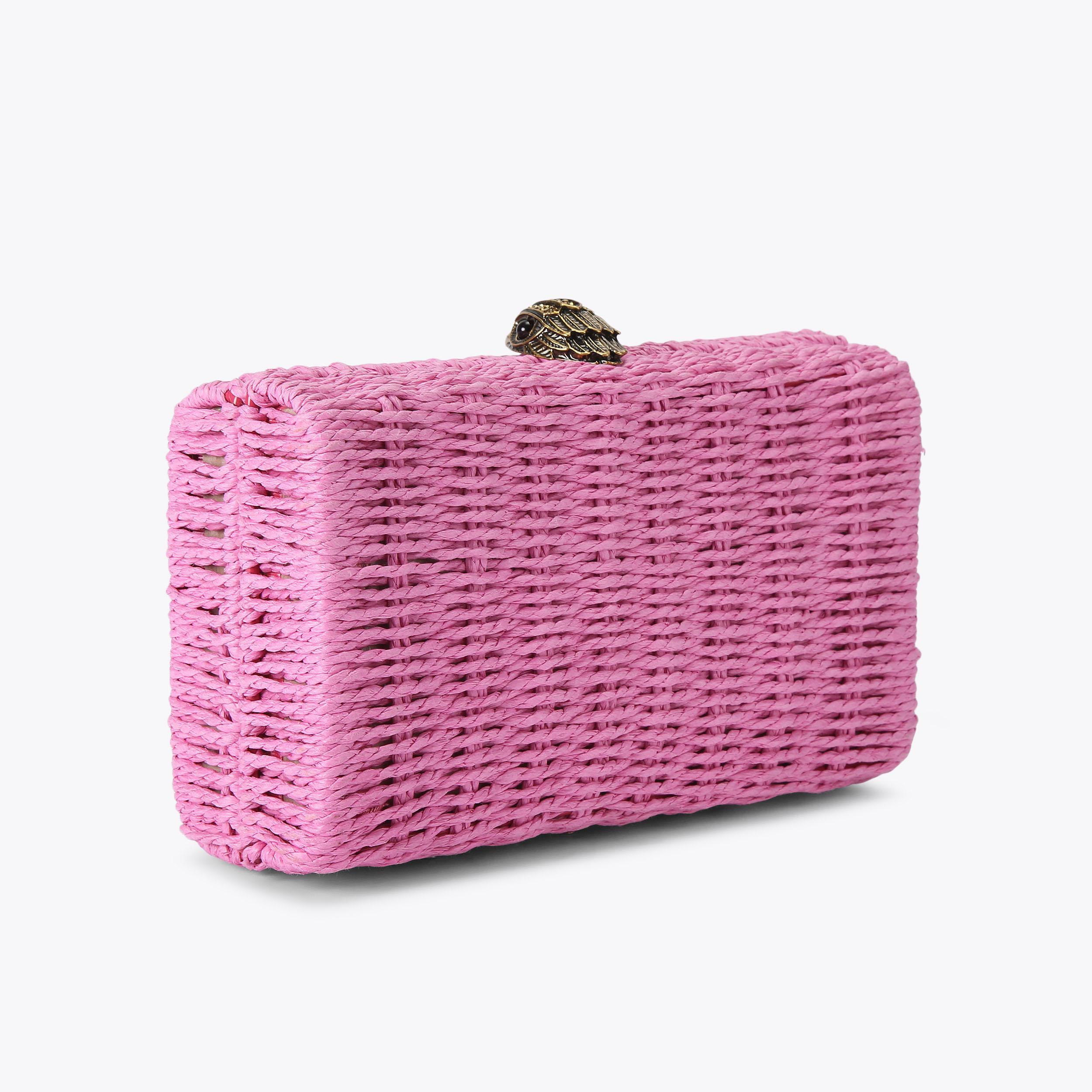 KENSINGTON CLUTCH Pink Woven Raffia Clutch Bag by KURT