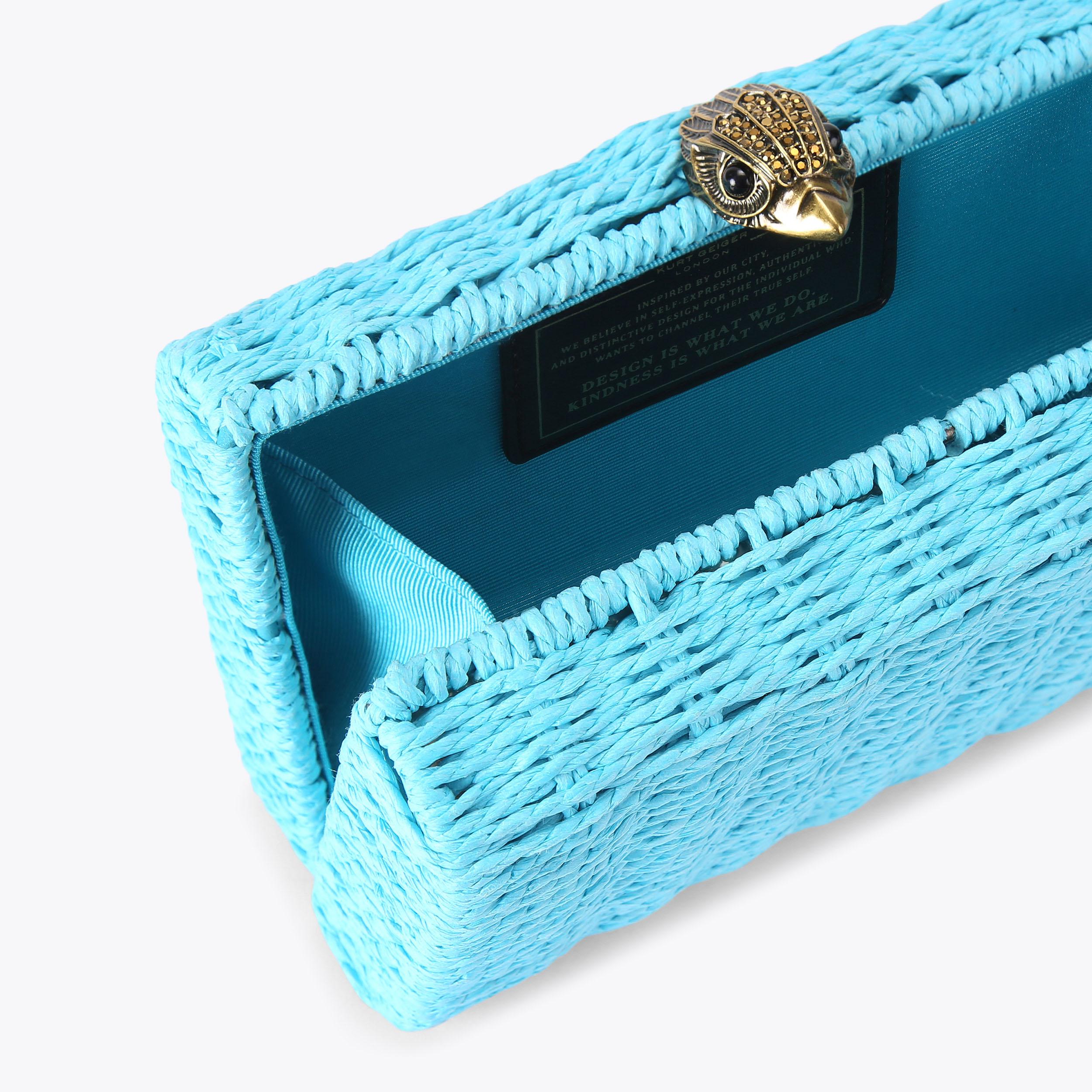 グッドグリーフ　Canvas Clutch Bag KENSINGTON CLUTCH Blue Woven Raffia Clutch Purse by KURT