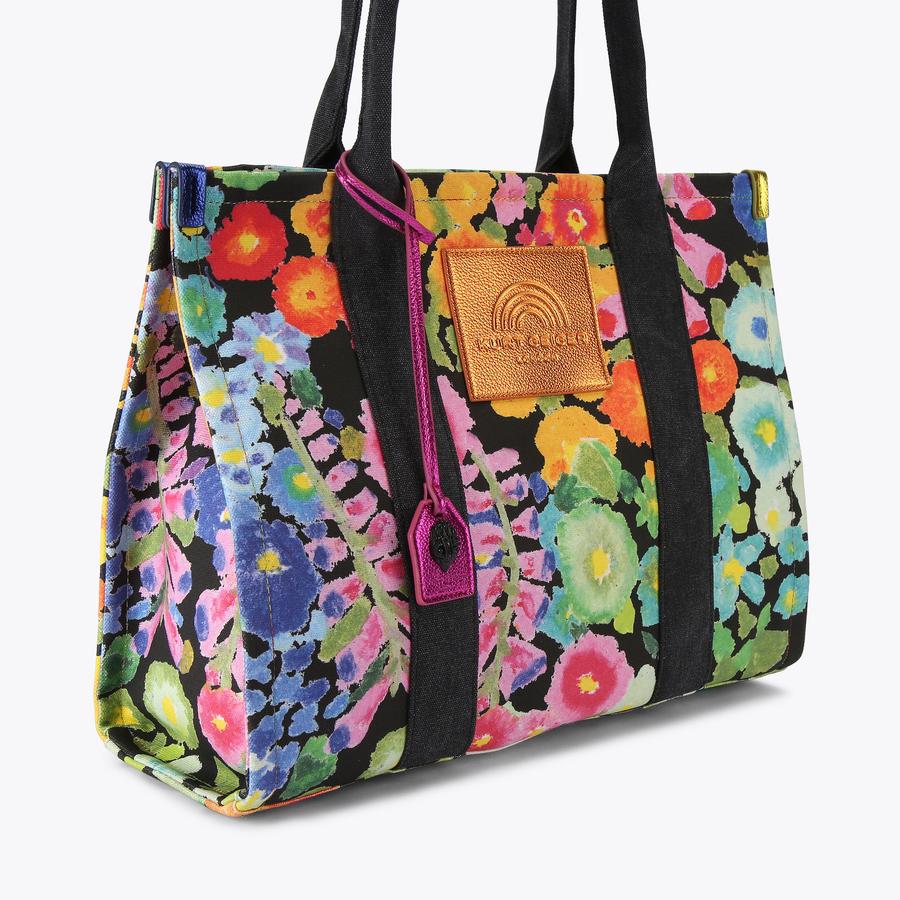 LG SOUTHBANK TOTE Black Floral Tote Bag by KURT GEIGER LONDON