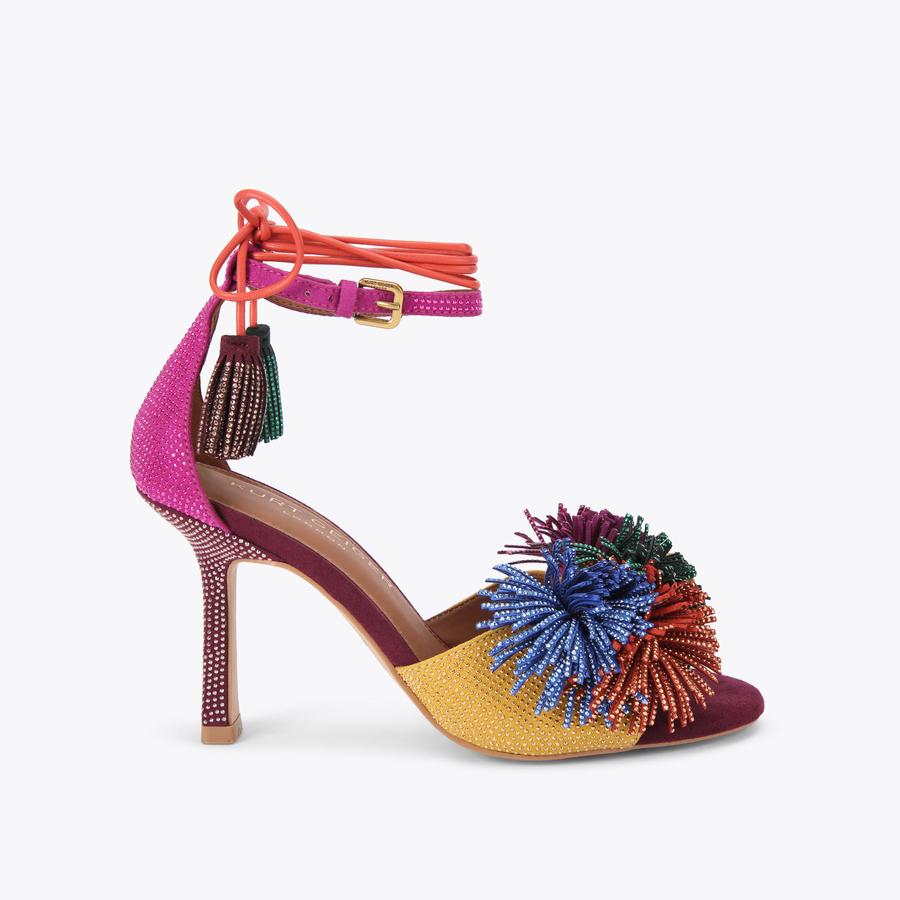 Pom Pom Ankle Tie Sandal