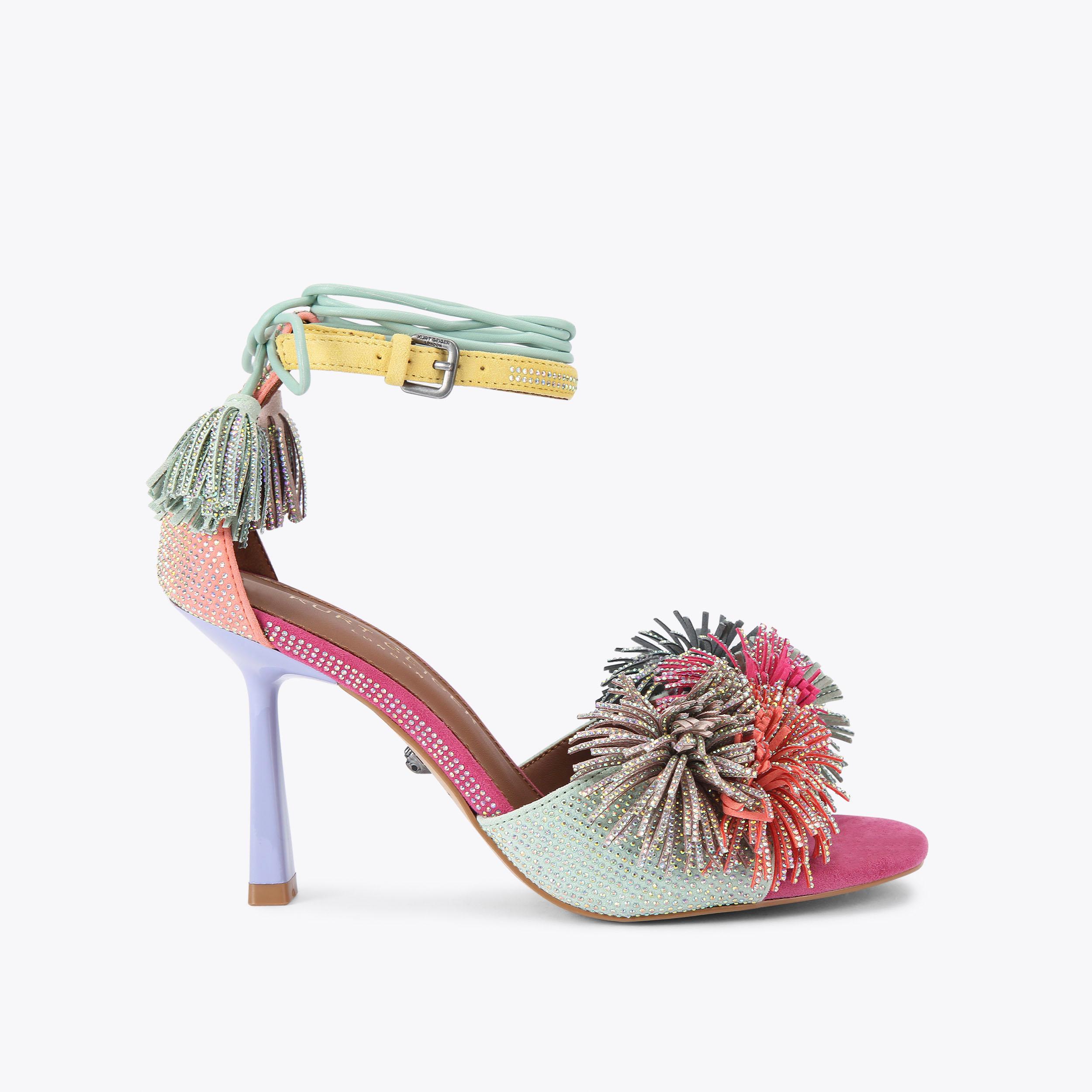 Pom Pom Tie Ankle Heel