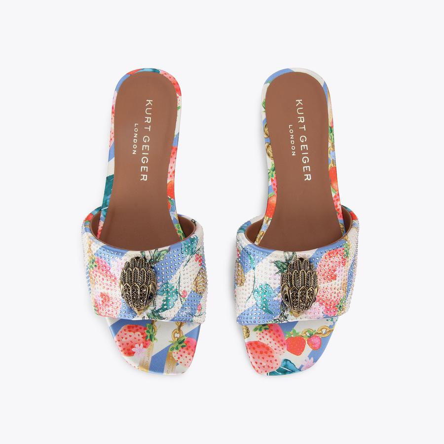 KENSINGTON FLAT SANDAL Strawberry Printed Slip On Sandal by