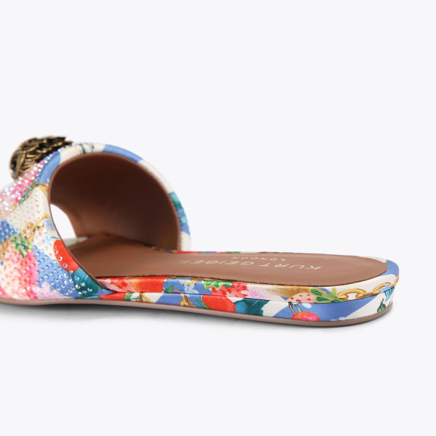 KENSINGTON FLAT SANDAL Strawberry Printed Slip On Sandal by