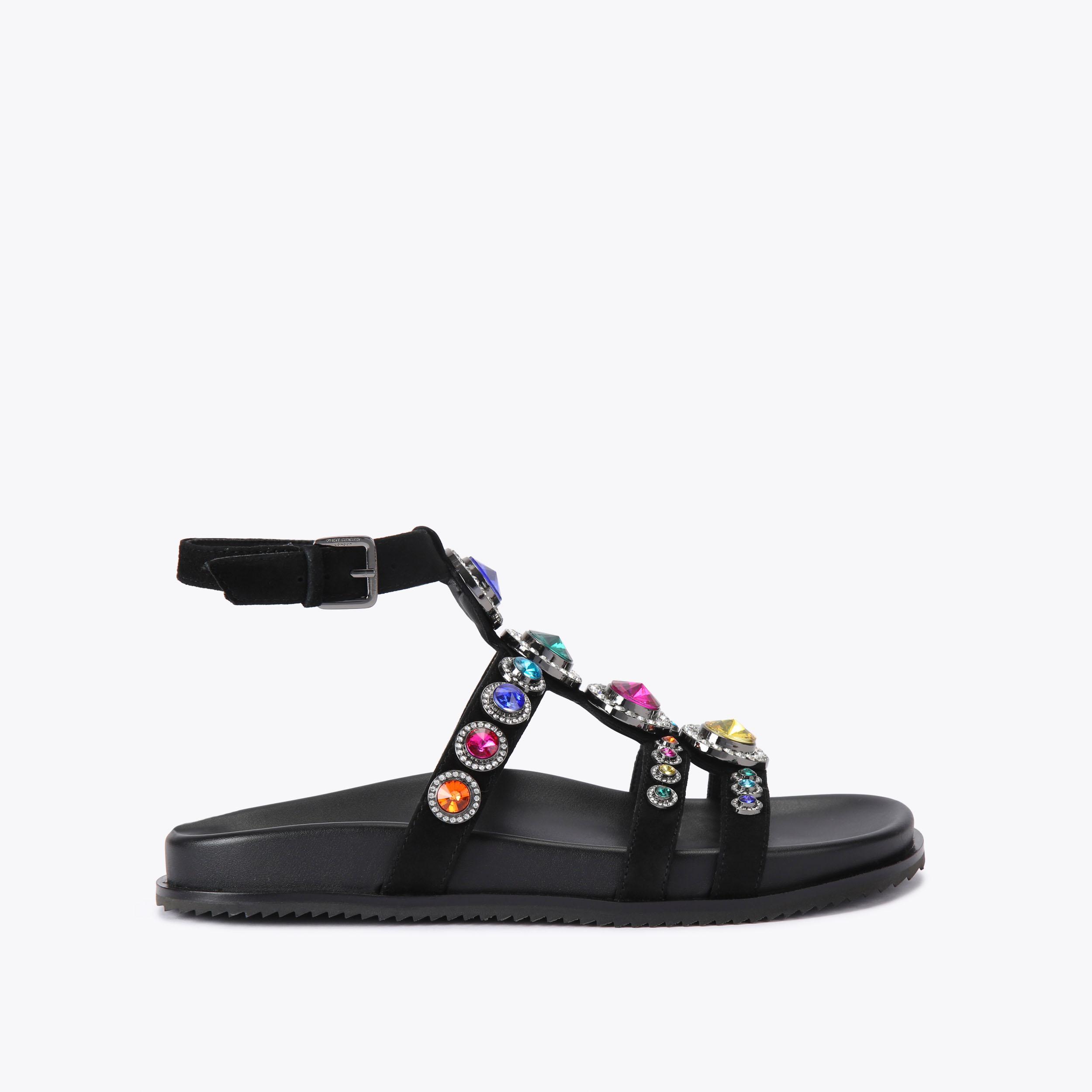 クララ Octavia Gladiator Sandals in Black Leather | Kurt Geiger