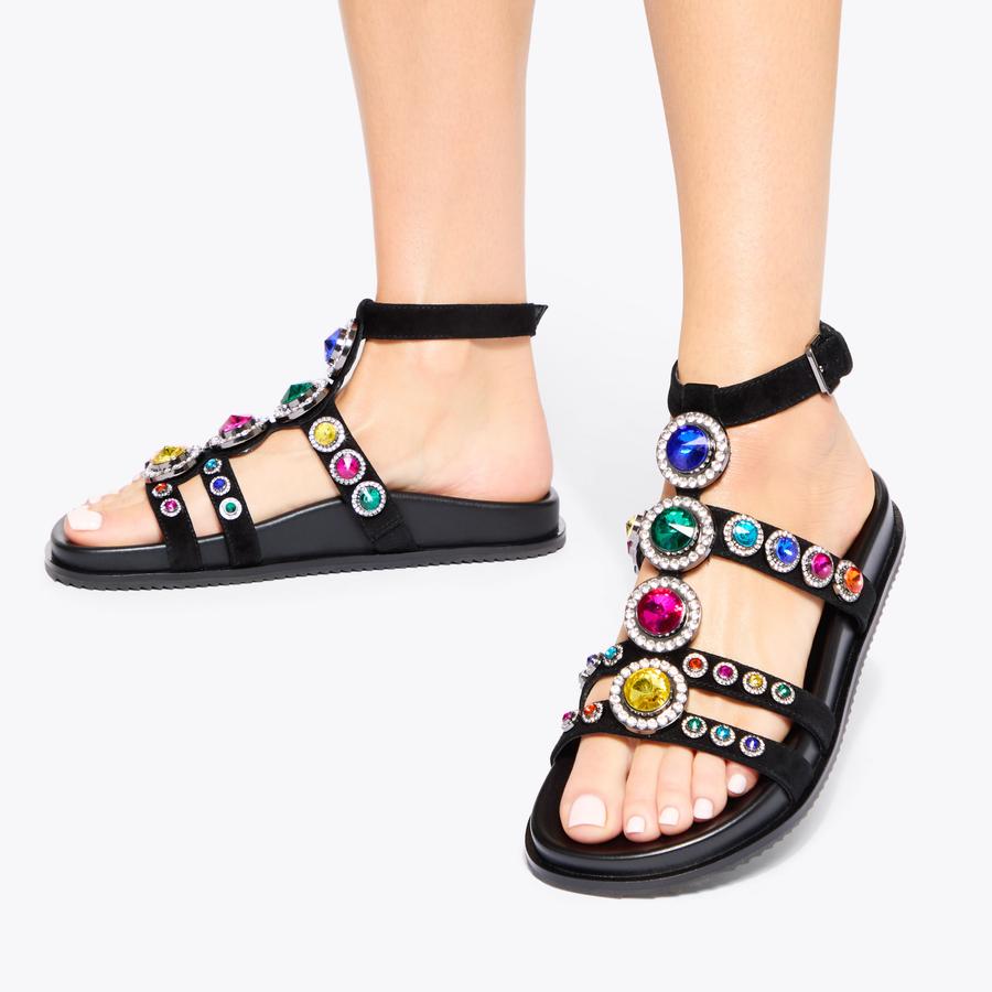 Octavia Gladiator Sandals in Black Leather | Kurt Geiger