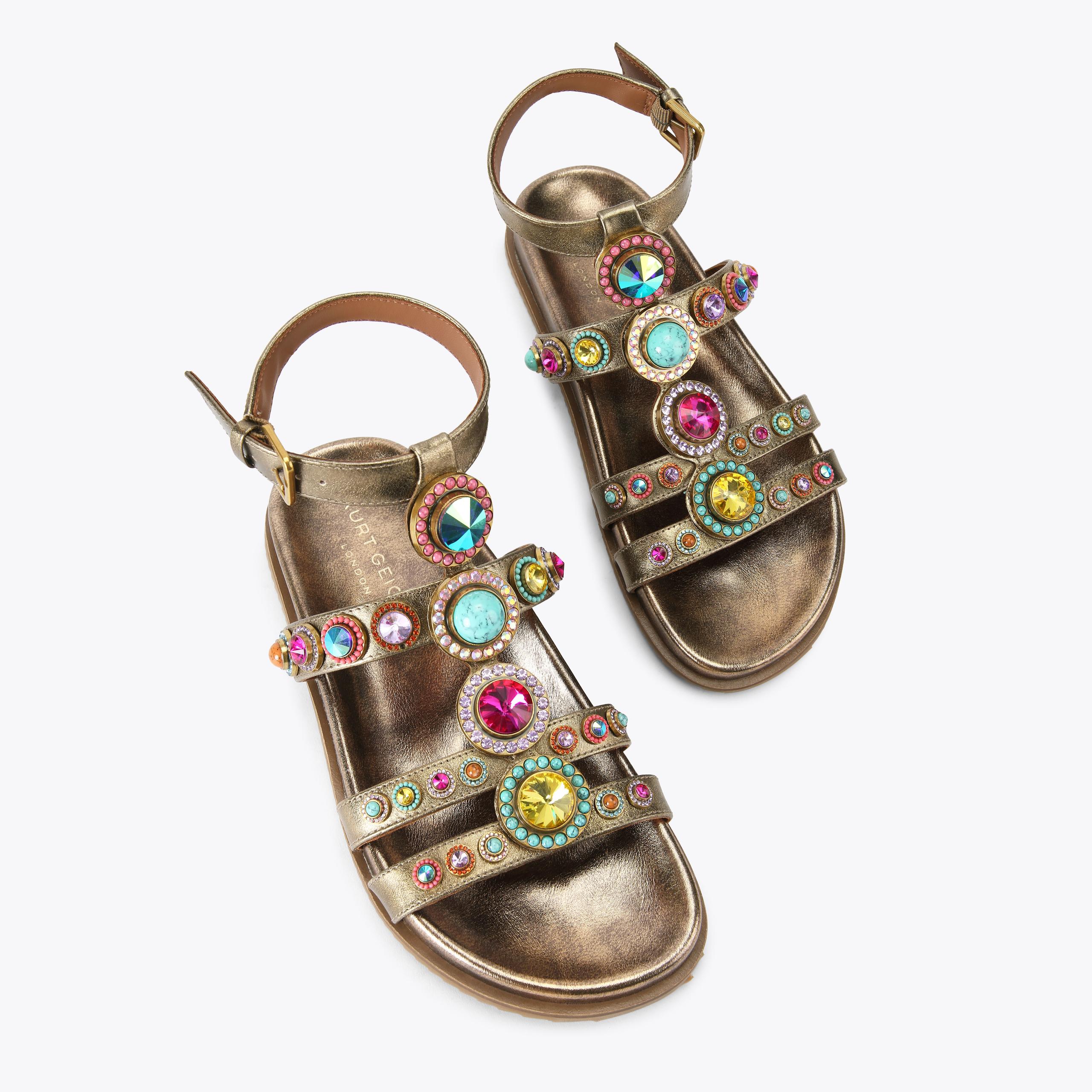 サンダル・ミュール OCTAVIA FLEXI GLADIATOR OCTAVIA FLEXI GLADIATOR Bronzed Gold Leather Sandal by KURT