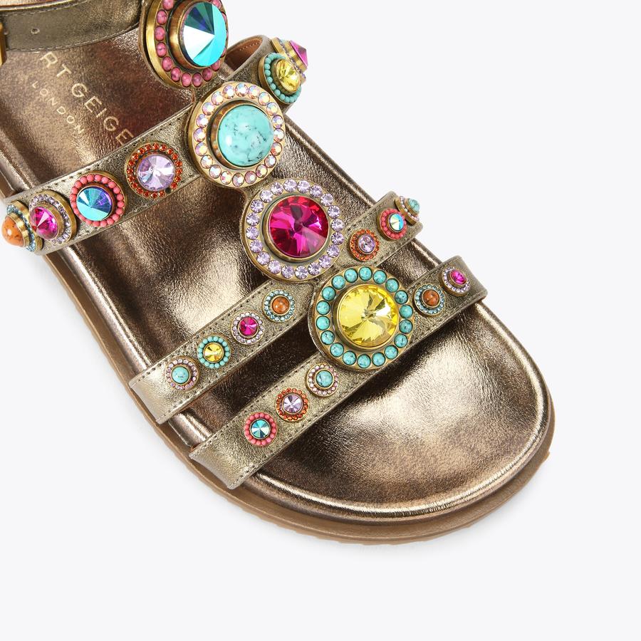 OCTAVIA FLEXI GLADIATOR Bronzed Gold Leather Sandal by KURT