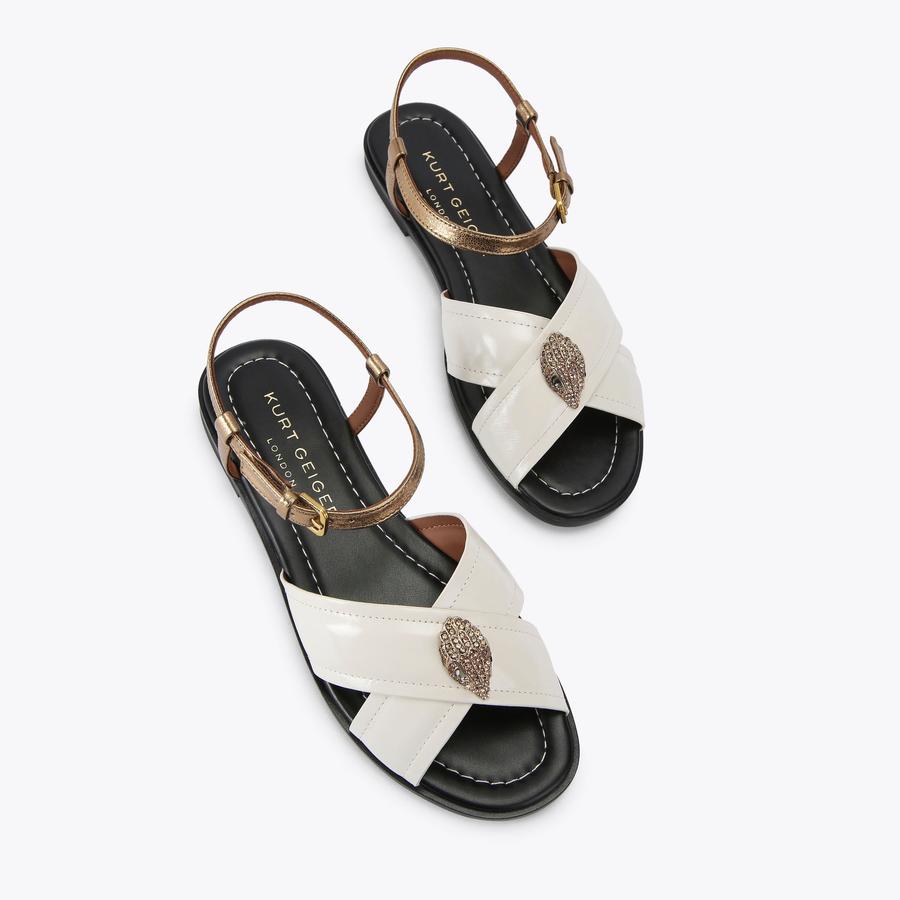 ORSON CROSS FLAT SANDAL Bone Leather Sandal by KURT GEIGER