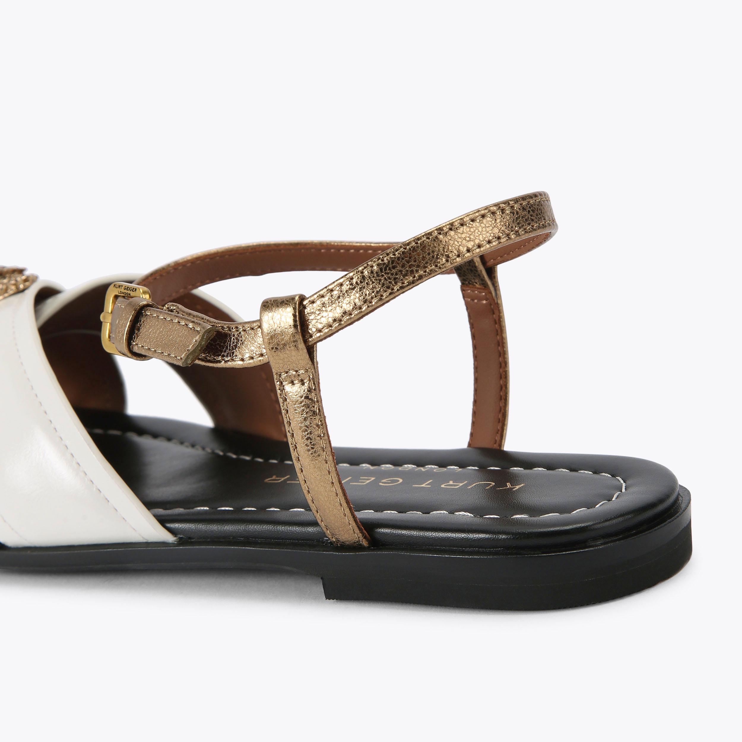 サンダル・ミュール ORSON NOS SANDALS ORSON CROSS SCALLOP Metallic Multi-colour Sandals by KURT