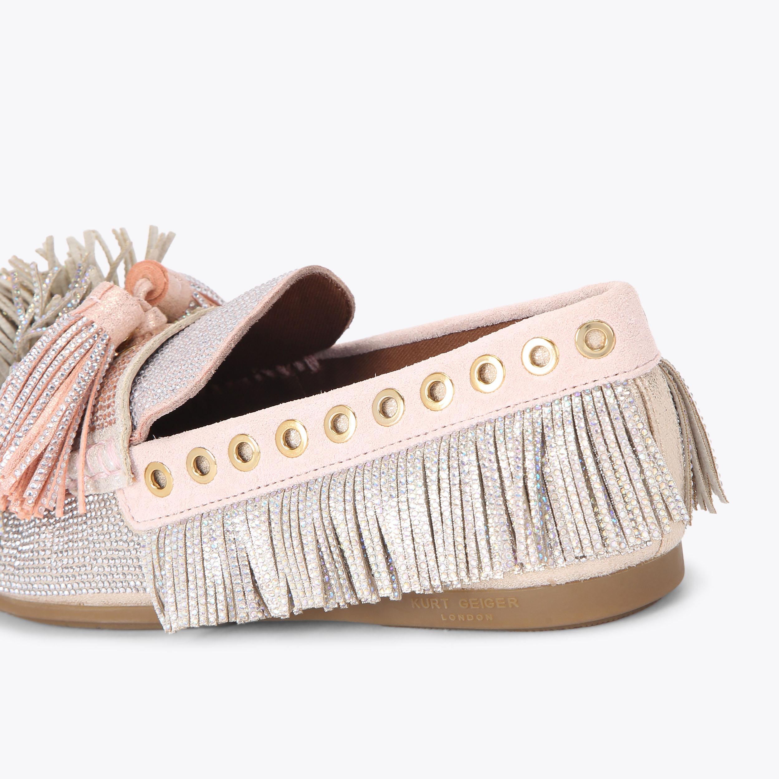 POM POM MOCCASIN Pink Pom Pom Crystal Embellished Loafer by  display picture 1