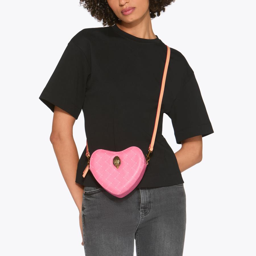 é Heart pouch shoulder strap bag pink EMBRUNIOICE Stripe Heart Shaped Purse for Women,Heart