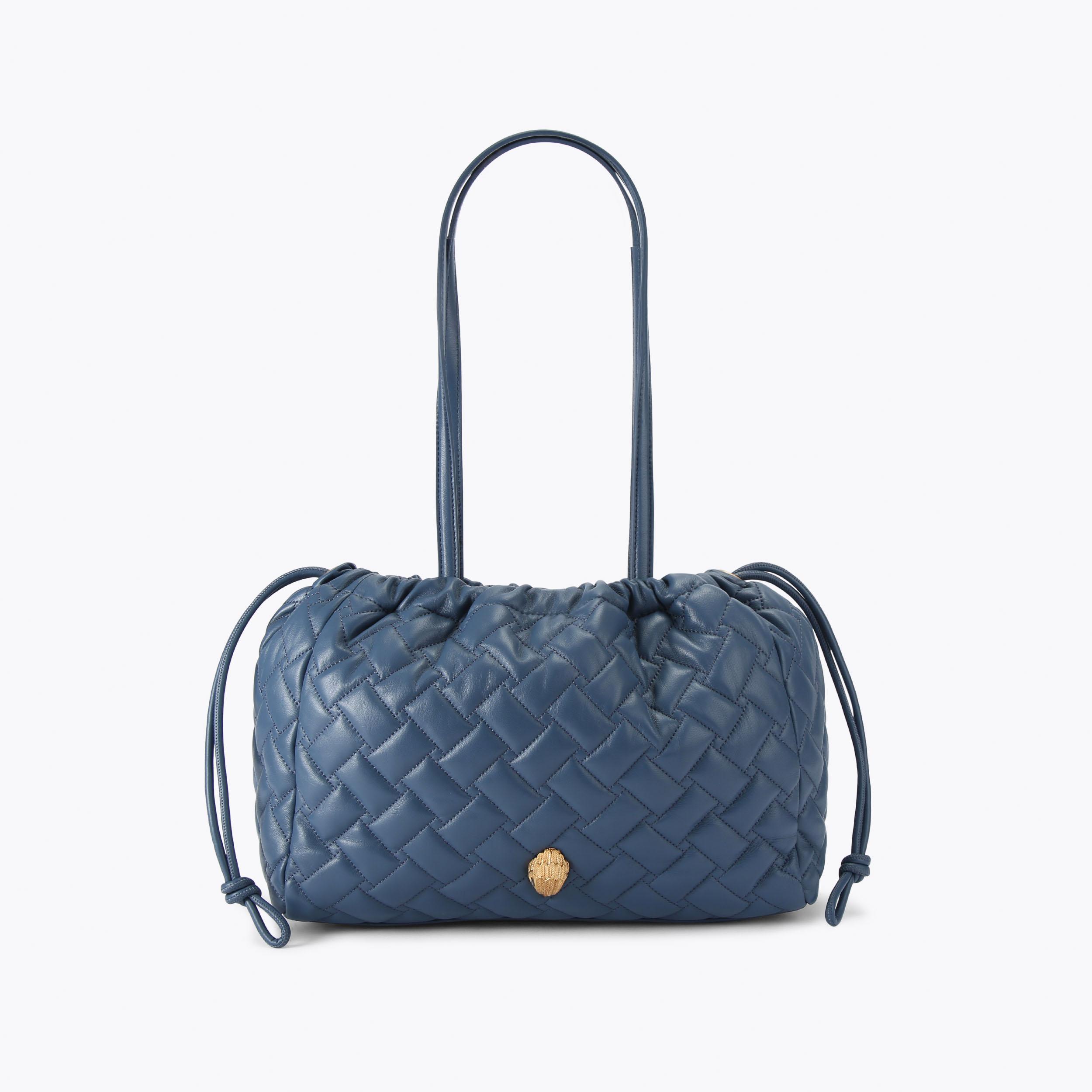 KENSINGTON STRING TOTE Blue Leather String Tote Bag by KURT