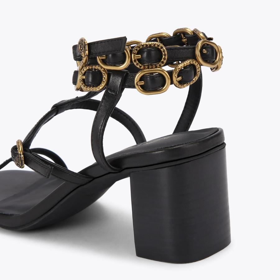 Regent Black Gladiator Block Heels | Kurt Geiger