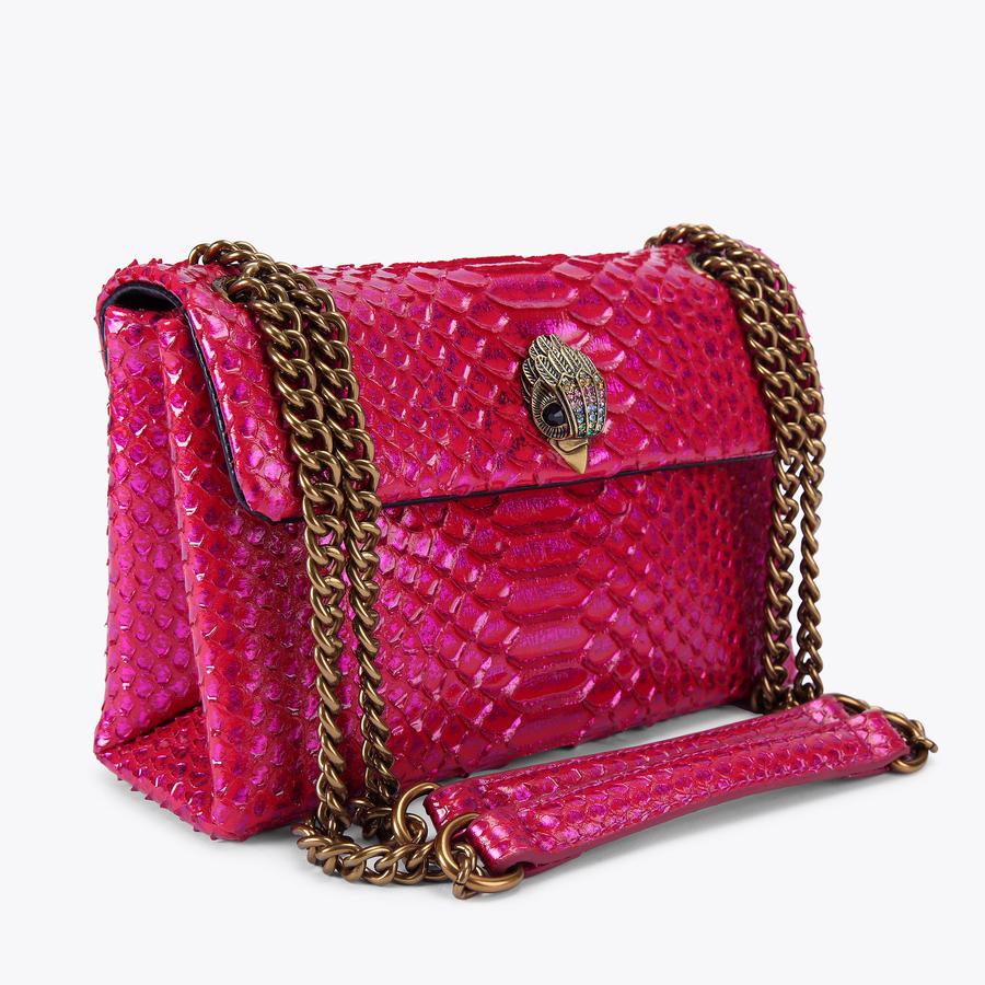 LEATHER MD KENSINGTON Fuchsia Metallic Cross Body Bag by KURT