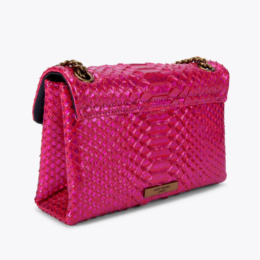 LEATHER MD KENSINGTON Fuchsia Metallic Cross Body Bag by KURT