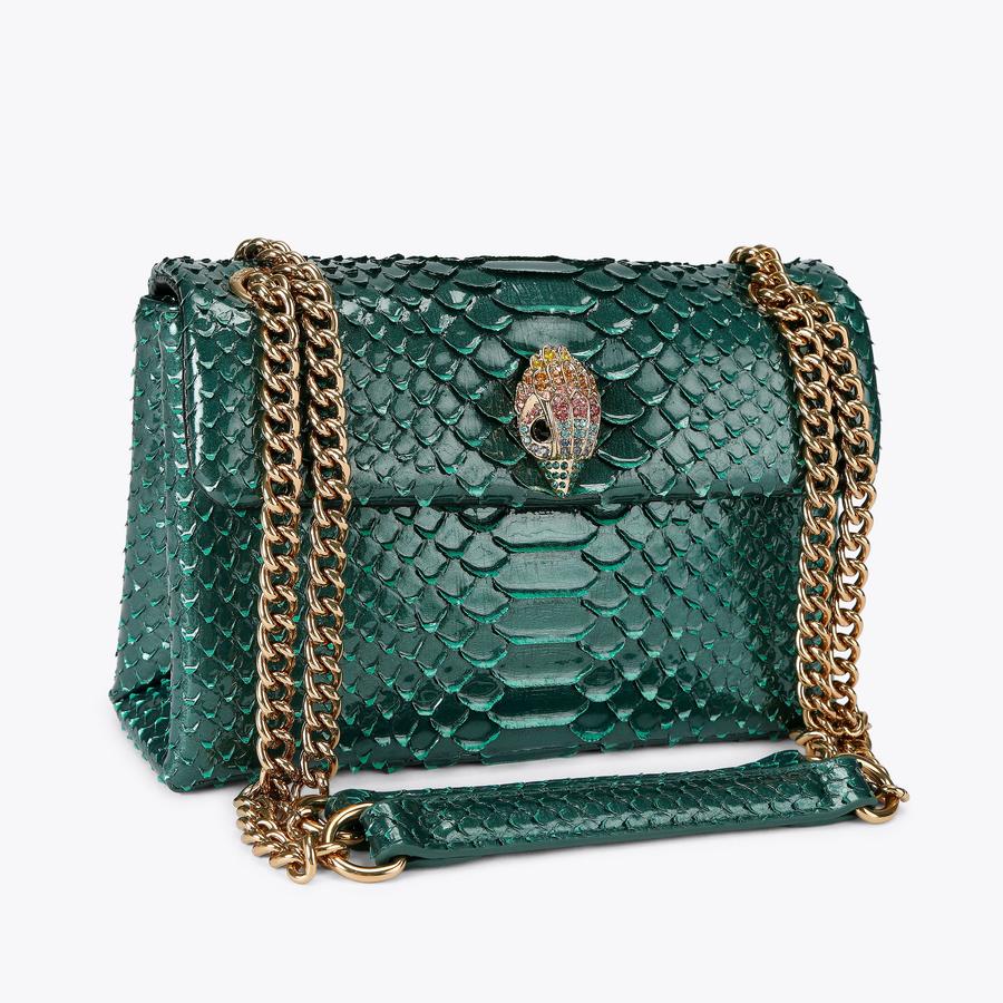 LEATHER MD KENSINGTON Green Metallic Leather Embossed Kensington