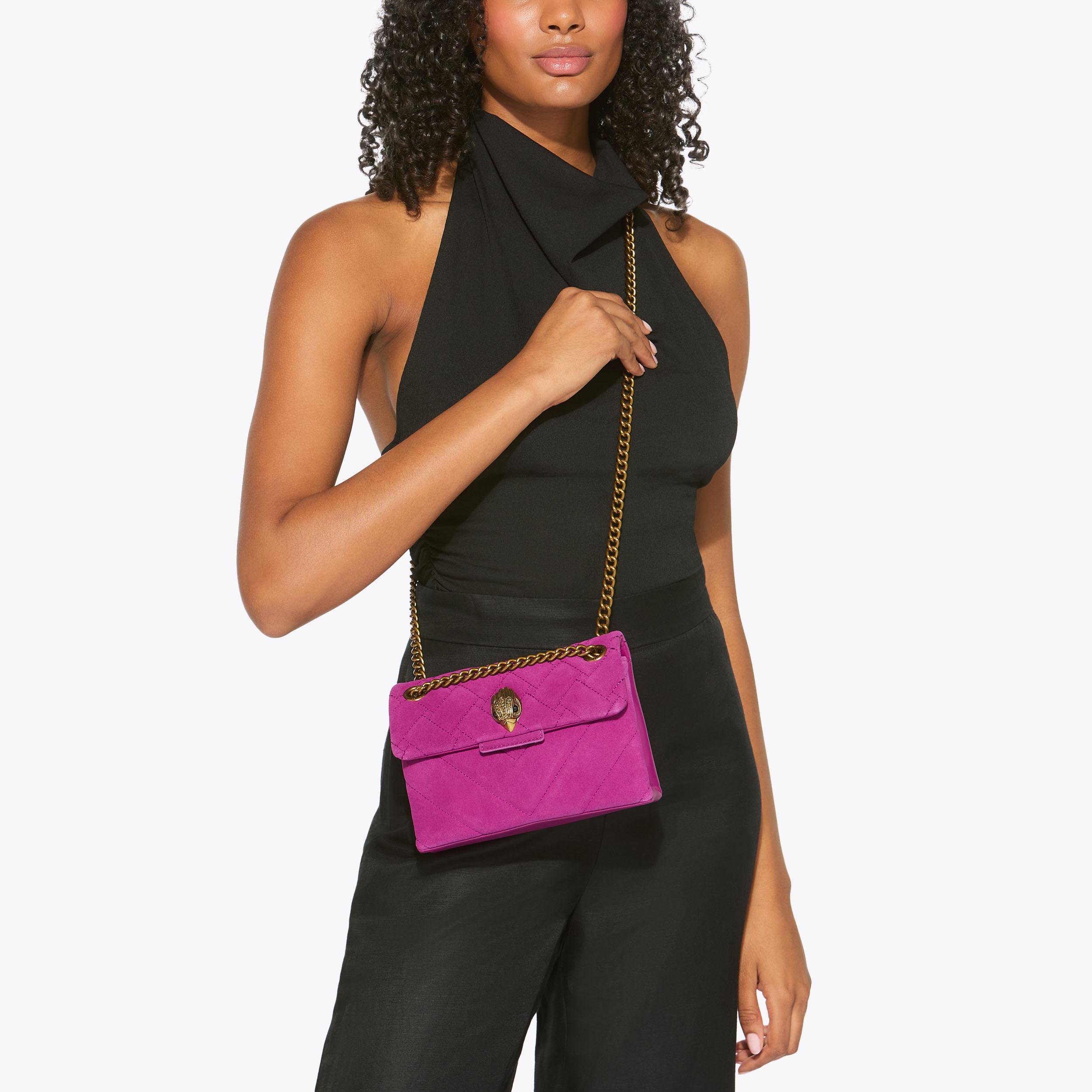 LEATHER MINI KENSINGTON Purple Suede Cross Body Bag by KURT GEIGER
