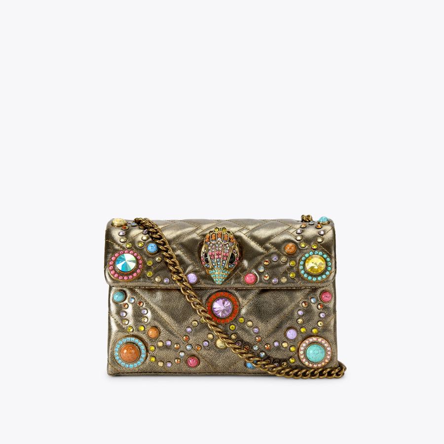 美レア❗K18WG &K18金箔膜 BROWN ダイヤデザイナーズ RING MD KENSINGTON JEWEL Bronze Gold Stones Shoulder Bag by KURT GEIGER