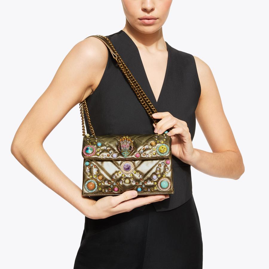 MD KENSINGTON JEWEL Bronze Gold Stones Shoulder Bag by KURT GEIGER