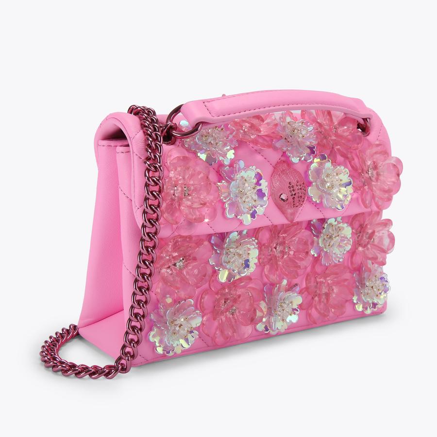 【希少】Kasia Kucharska 3Dフラワー メッシュトップス ピンク MD KENSINGTON FLOWER Pink Leather Shoulder Bag by Kurt Geiger London