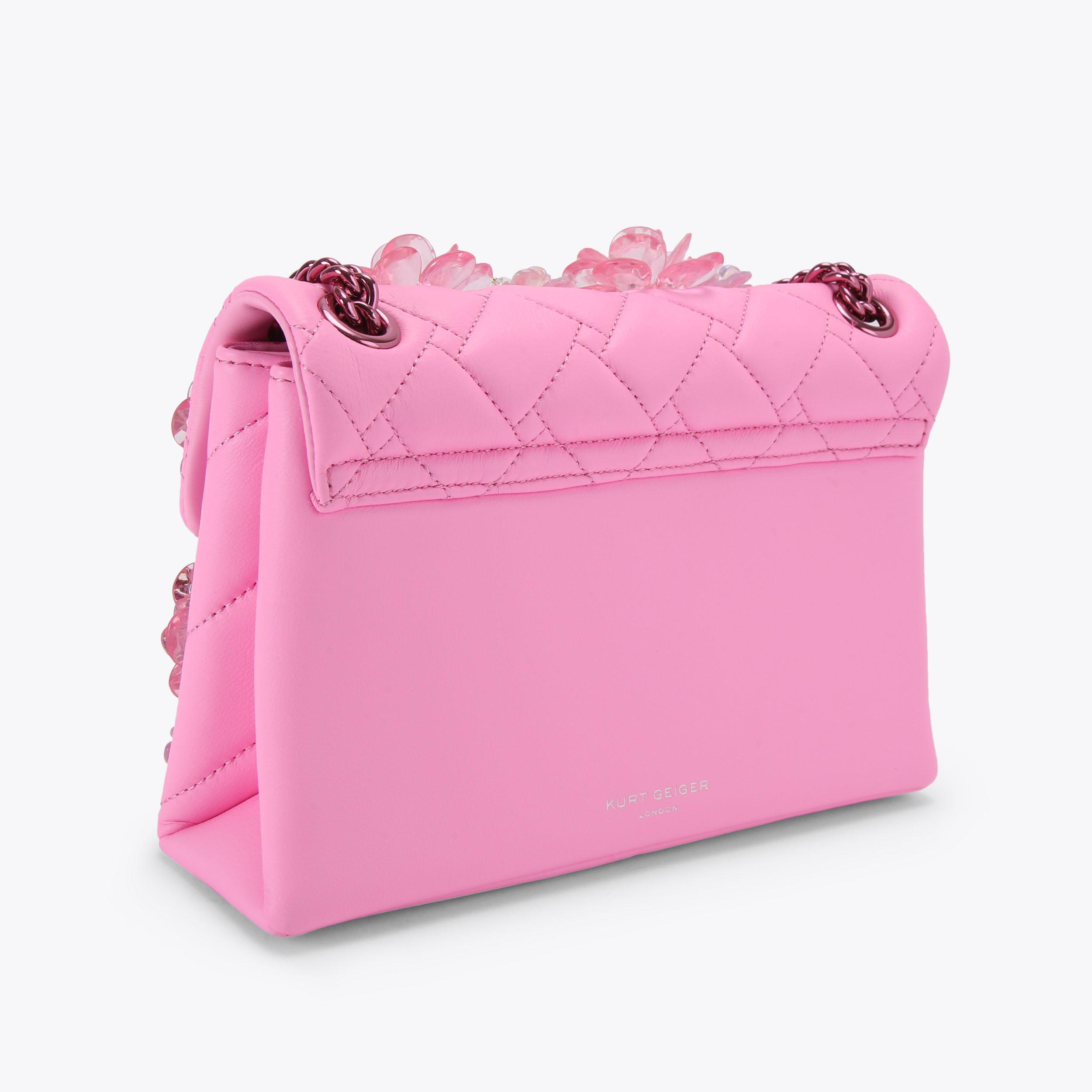 MD KENSINGTON FLOWER Pink Leather Shoulder Bag by Kurt Geiger London