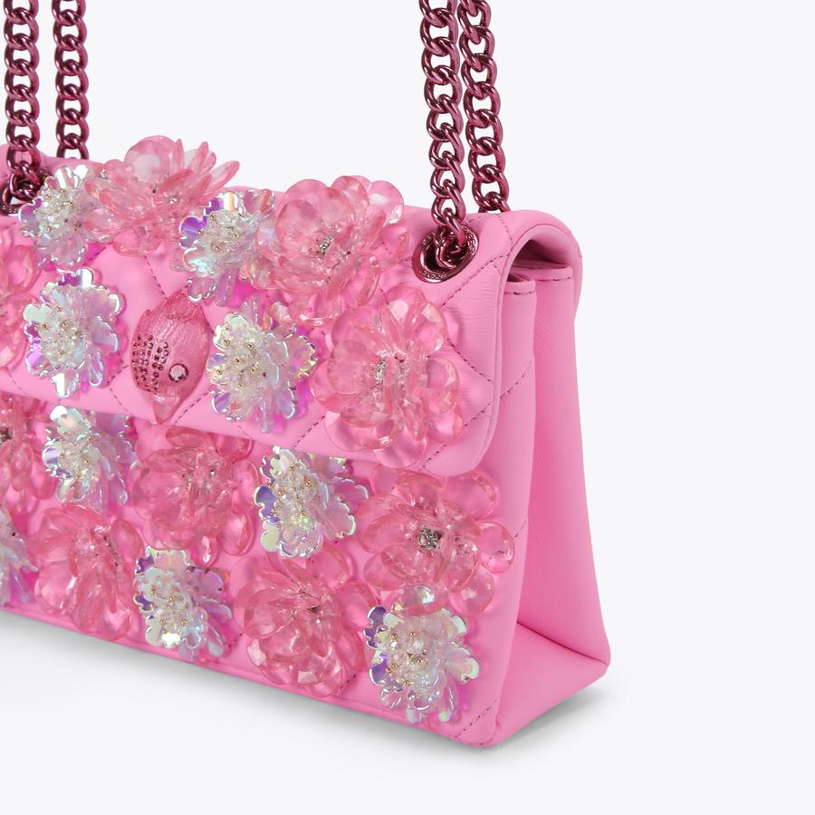 MD KENSINGTON FLOWER Pink Leather Shoulder Bag by Kurt Geiger London