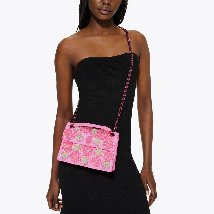 MD KENSINGTON FLOWER Pink Leather Shoulder Bag by Kurt Geiger London