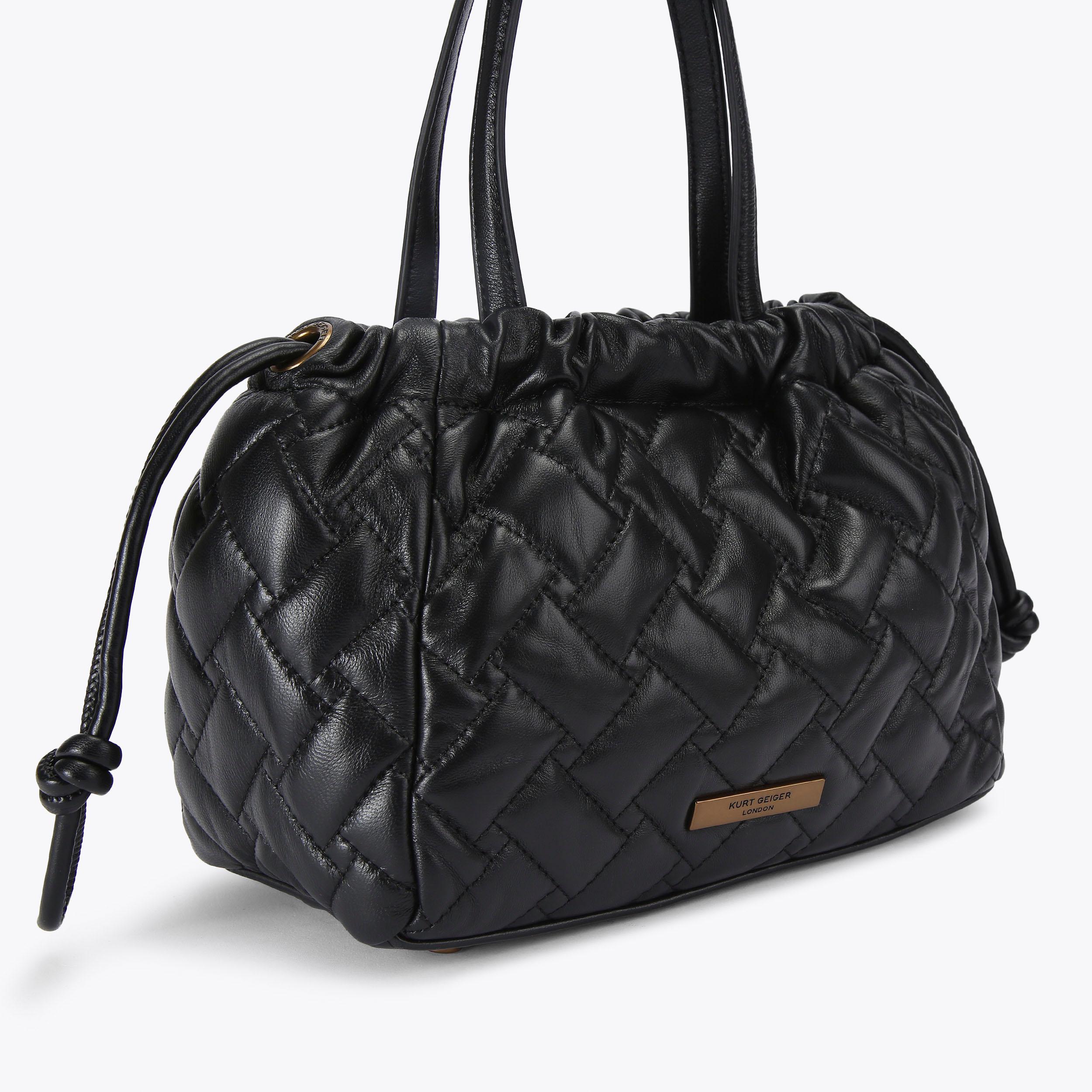 Kensington String Tote Bag Black Leather | Kurt Geiger