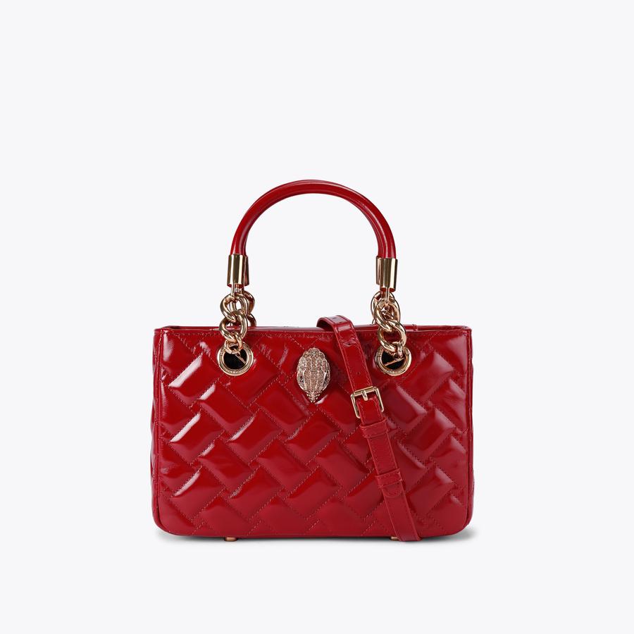 ★QUMAPON ROUGE+QUMAPON PEACOCK SQ KENSINGTON Red Leather Top Handle Bag by KURT GEIGER LONDON