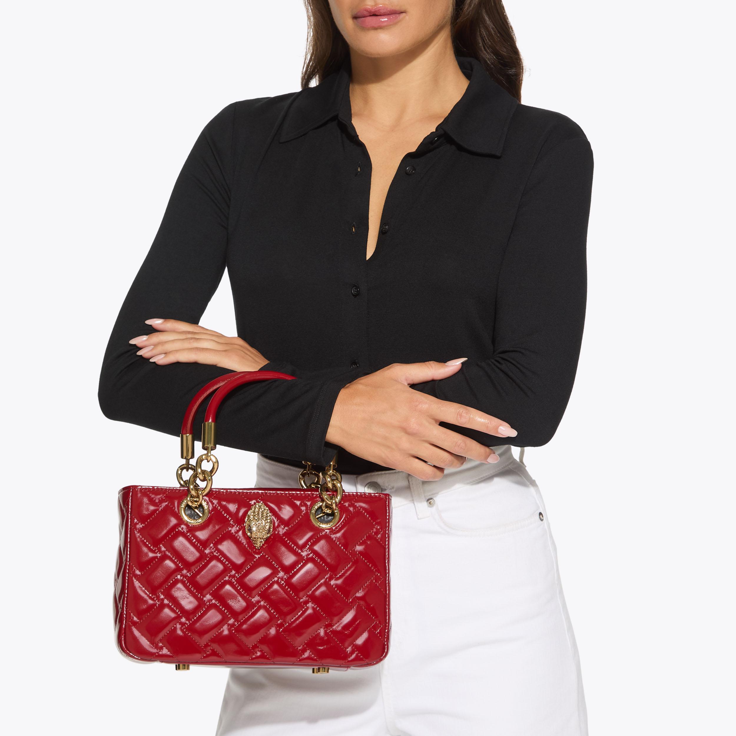 ★QUMAPON ROUGE+QUMAPON PEACOCK SQ KENSINGTON Red Leather Top Handle Bag by KURT GEIGER LONDON