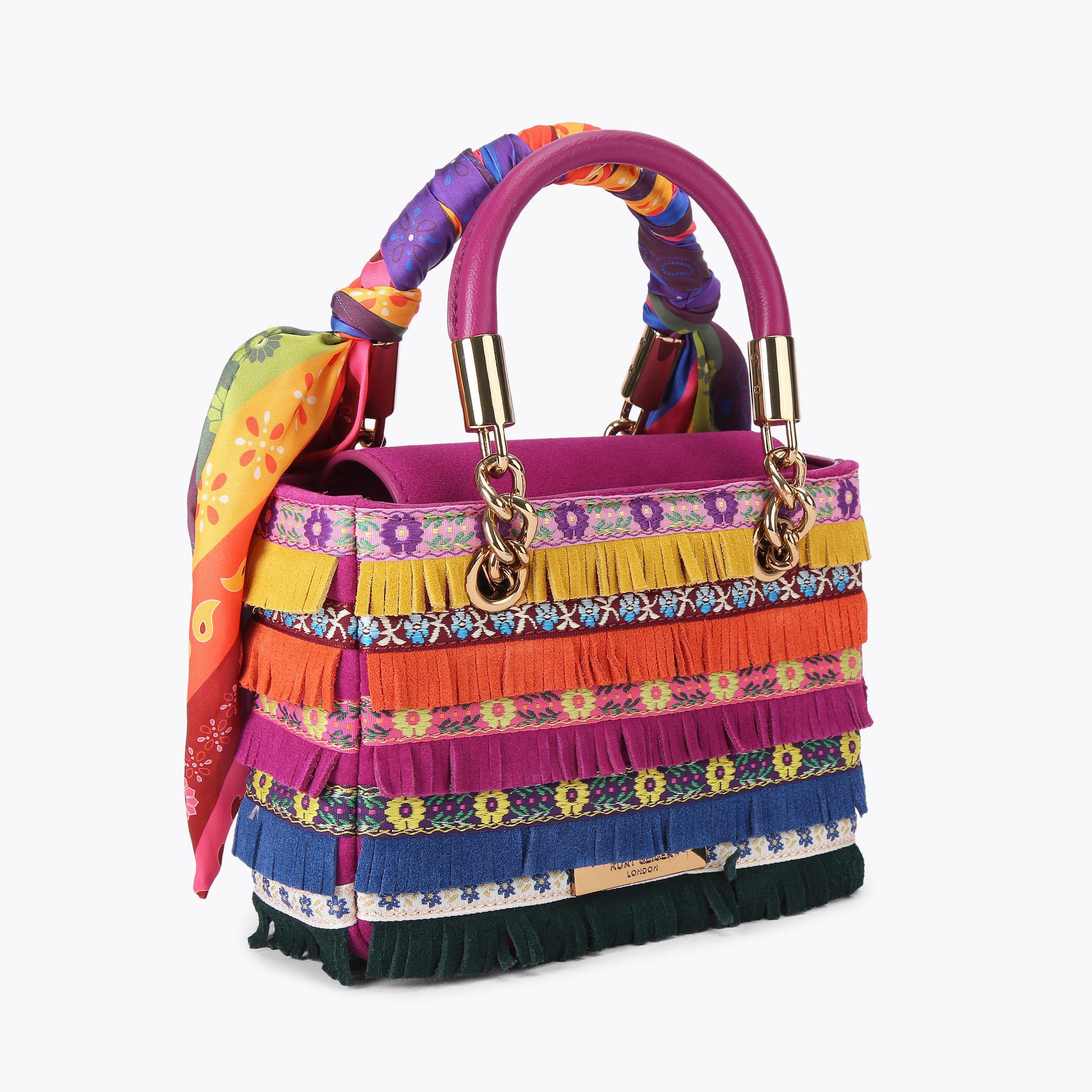 SQ MINI KENSINGTON Tassel Scarf Top Handle Bag by KURT GEIGER LONDON