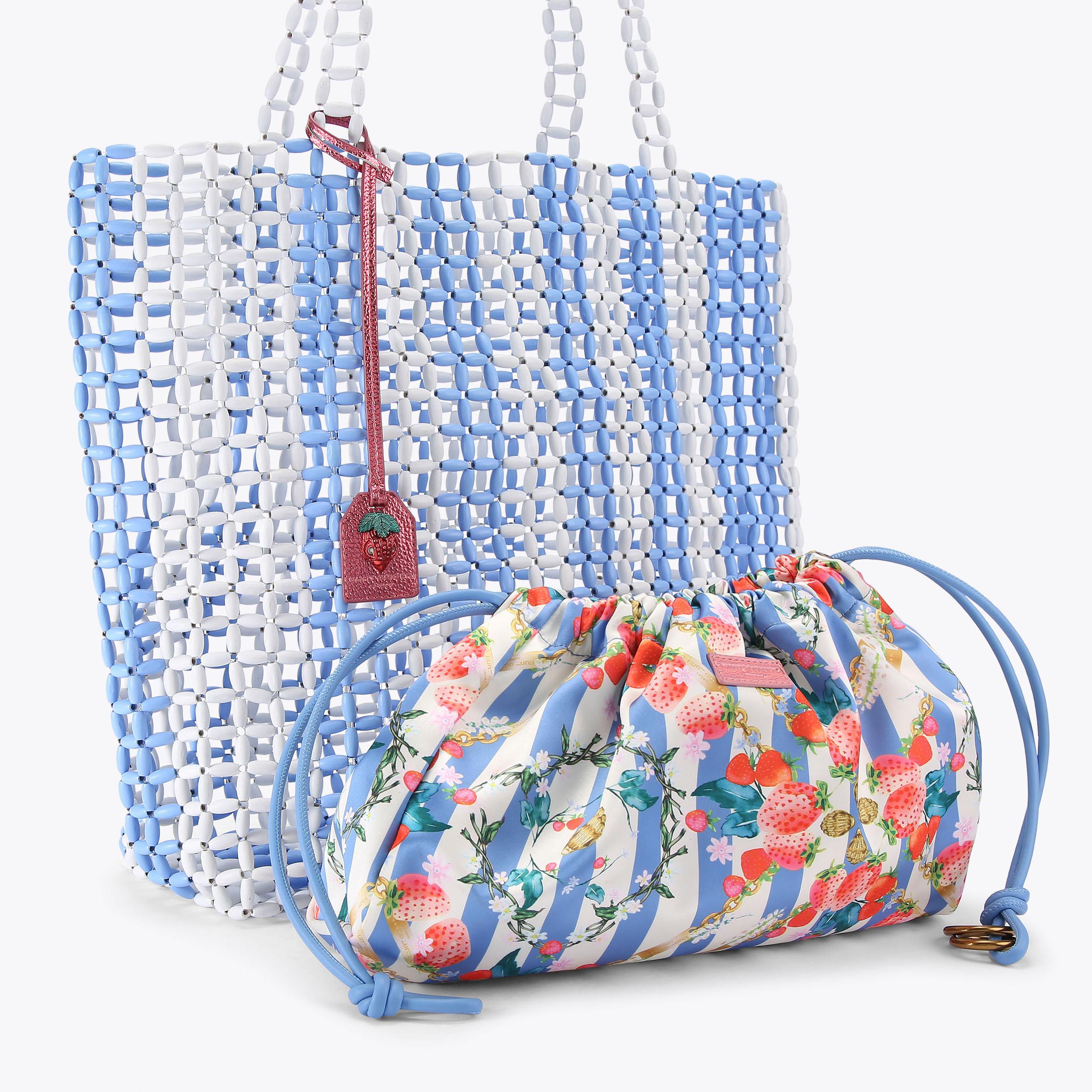 KENSINGTON STRING TOTE Blue Leather String Tote Bag by KURT