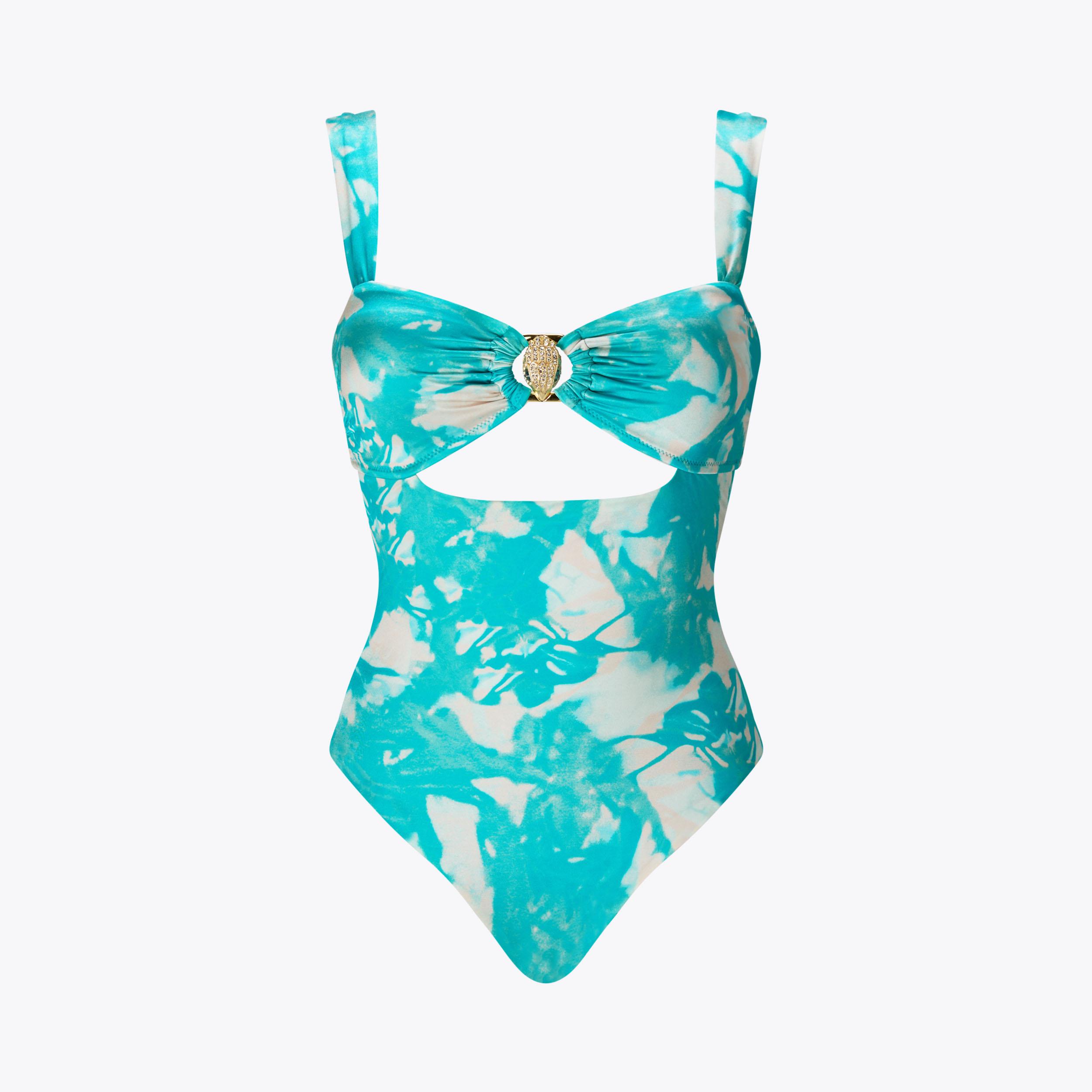 Shellie CHELSEA SWIMSUIT Blue Floral Print Swimsuit by KURT GEIGER