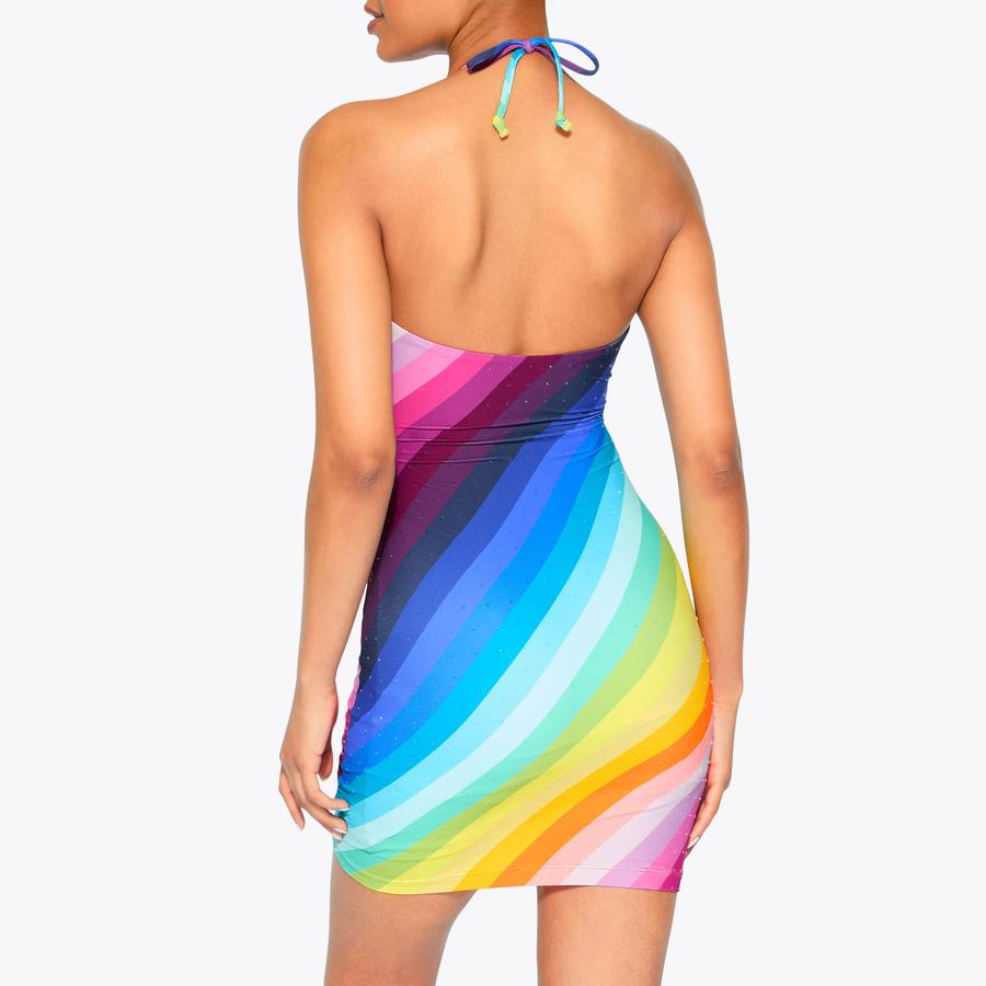 Rainbow Stripe Crystal Mini Dress | Kurt Geiger