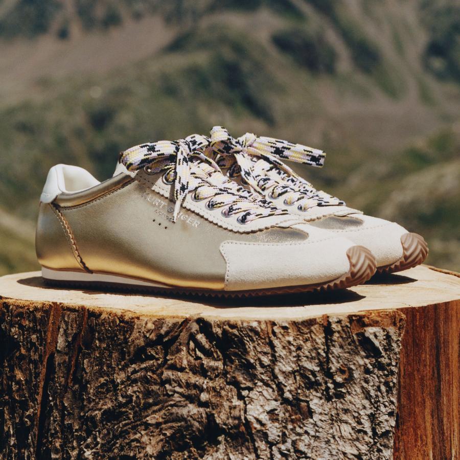 Islington Gold Leather Sneakers | Metallic Sneakers | Kurt Geiger