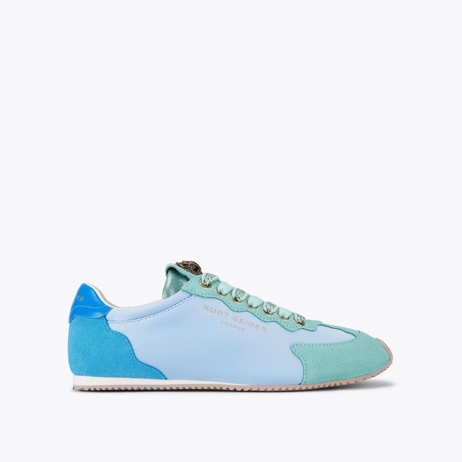 ISLINGTON SNEAKER Blue Satin Lace Up Sneaker by Kurt Geiger London
