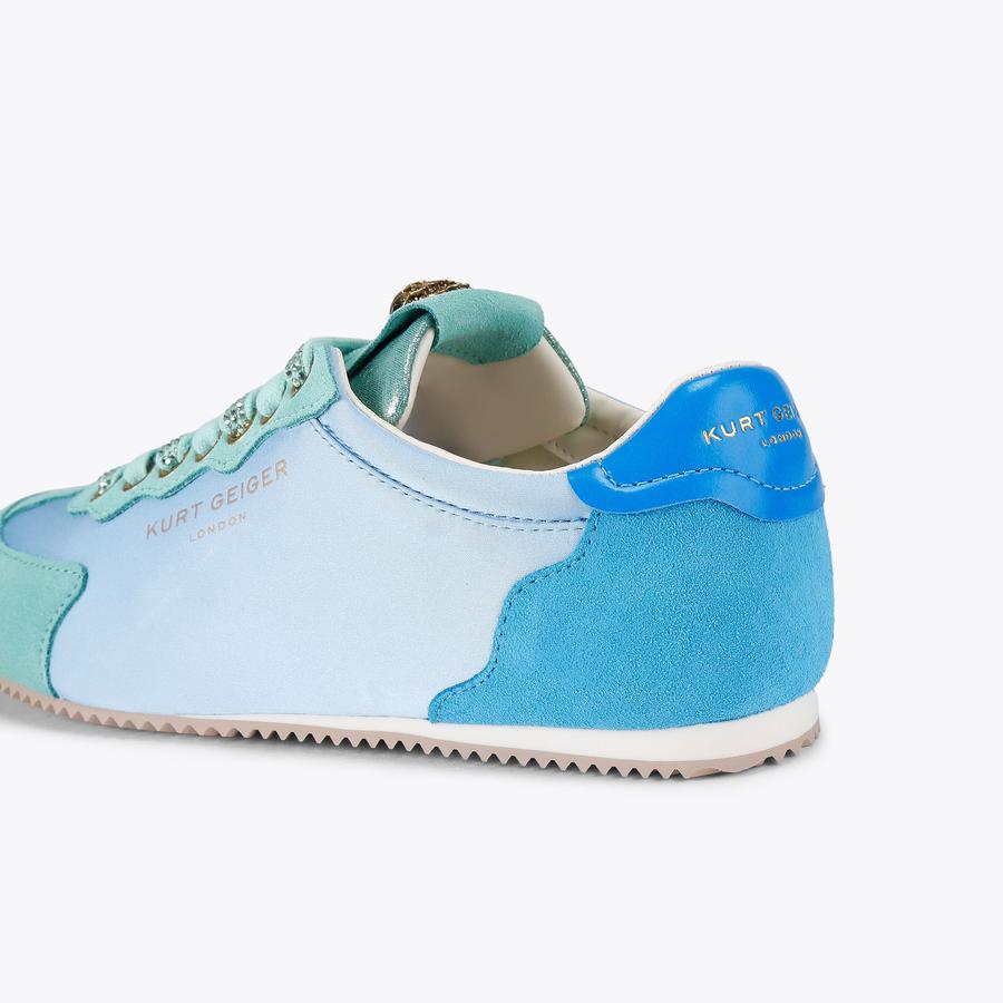 ISLINGTON SNEAKER Blue Satin Lace Up Sneaker by Kurt Geiger London