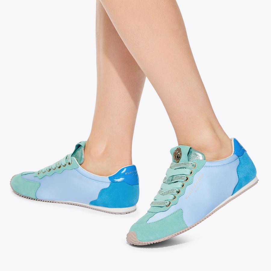 ISLINGTON SNEAKER Blue Satin Lace Up Sneaker by Kurt Geiger London