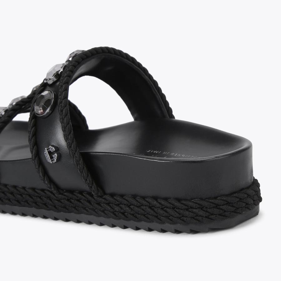 SORELLA FLATFORM Black Slip On Sandal by CARVELA