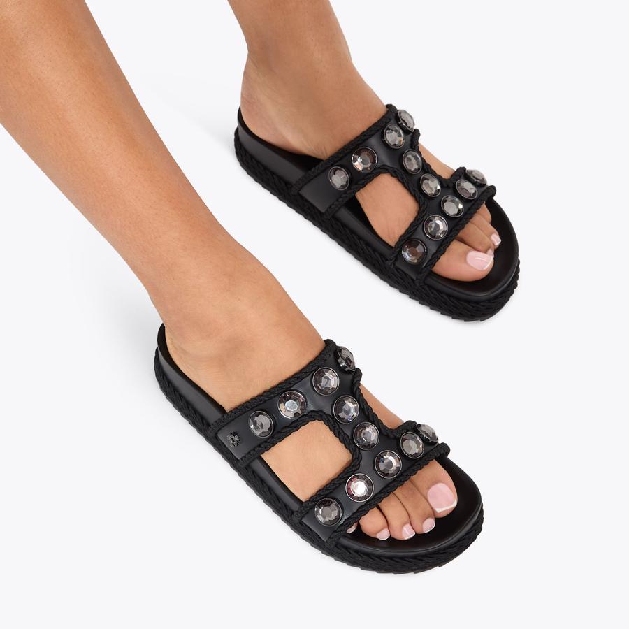 SORELLA FLATFORM Black Slip On Sandal by CARVELA