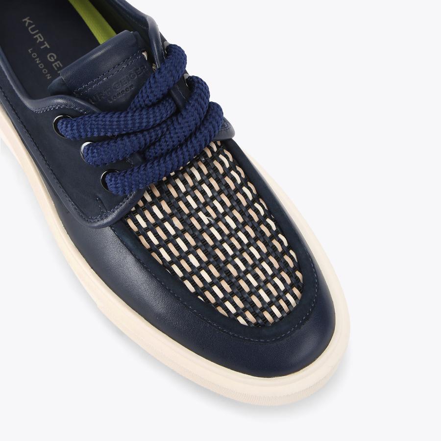 Milbank Navy Leather Boat Shoes | Kurt Geiger