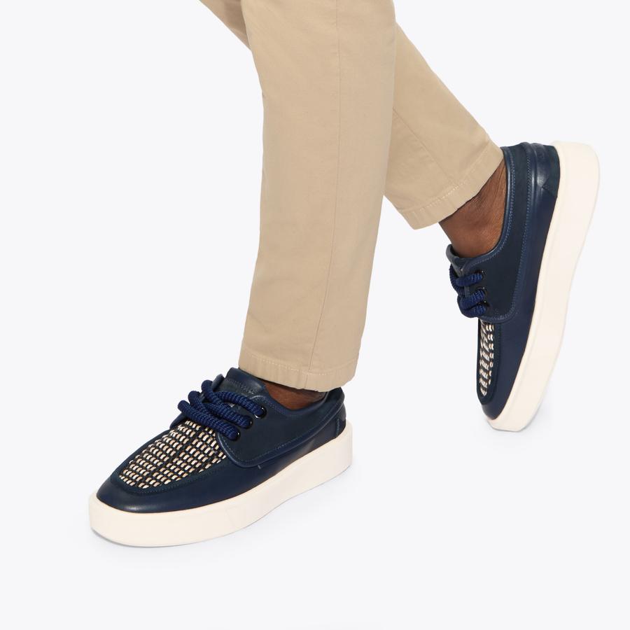 Milbank Navy Leather Boat Shoes | Kurt Geiger