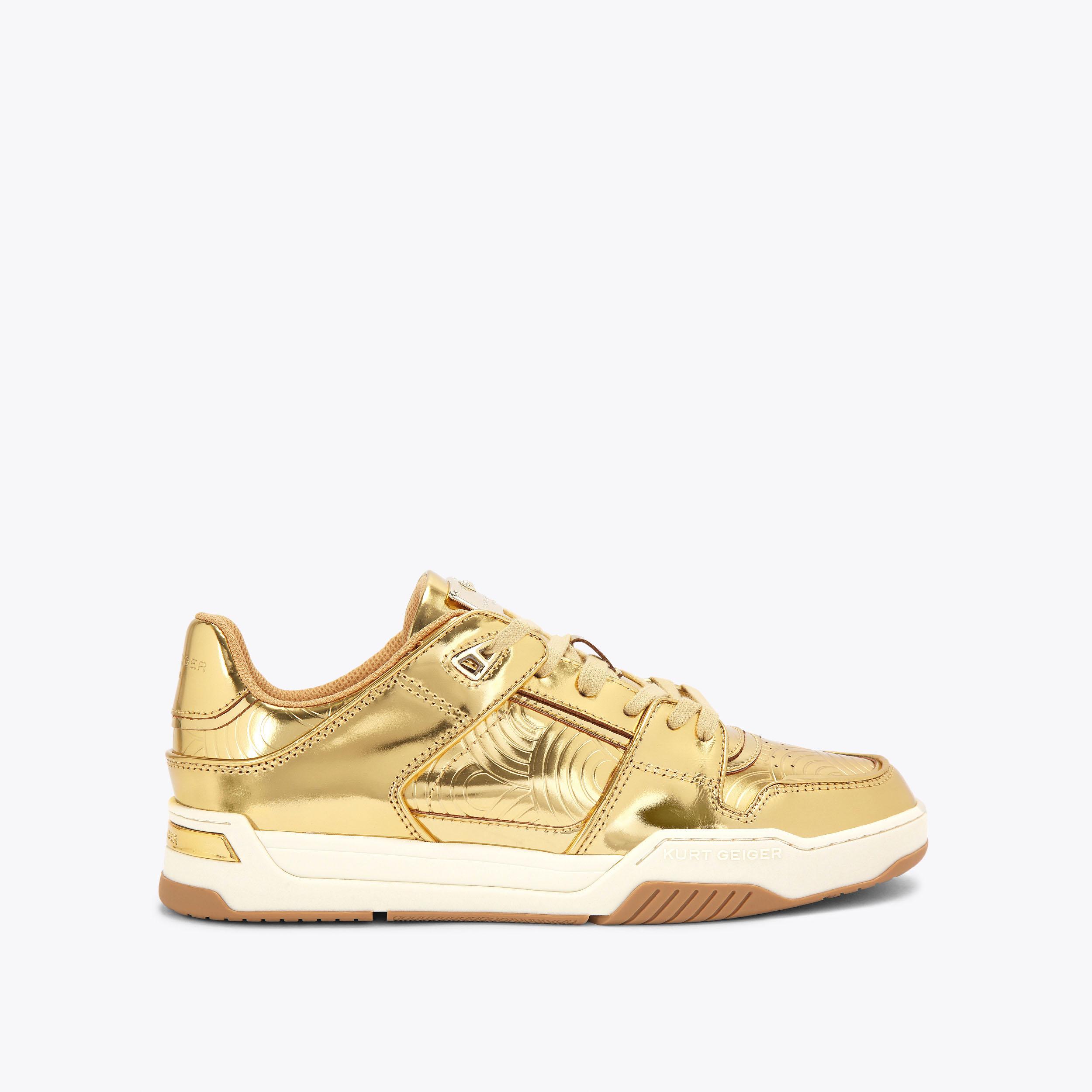 REGAN PLAQUE Gold Metallic Sneaker by KURT GEIGER LONDON