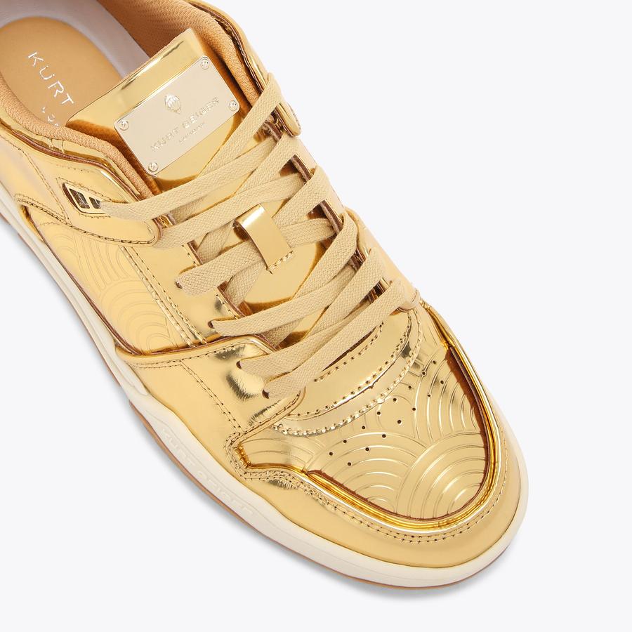 Regan Plaque Gold Sneakers | Gold Kurt Shoes | Kurt Geiger