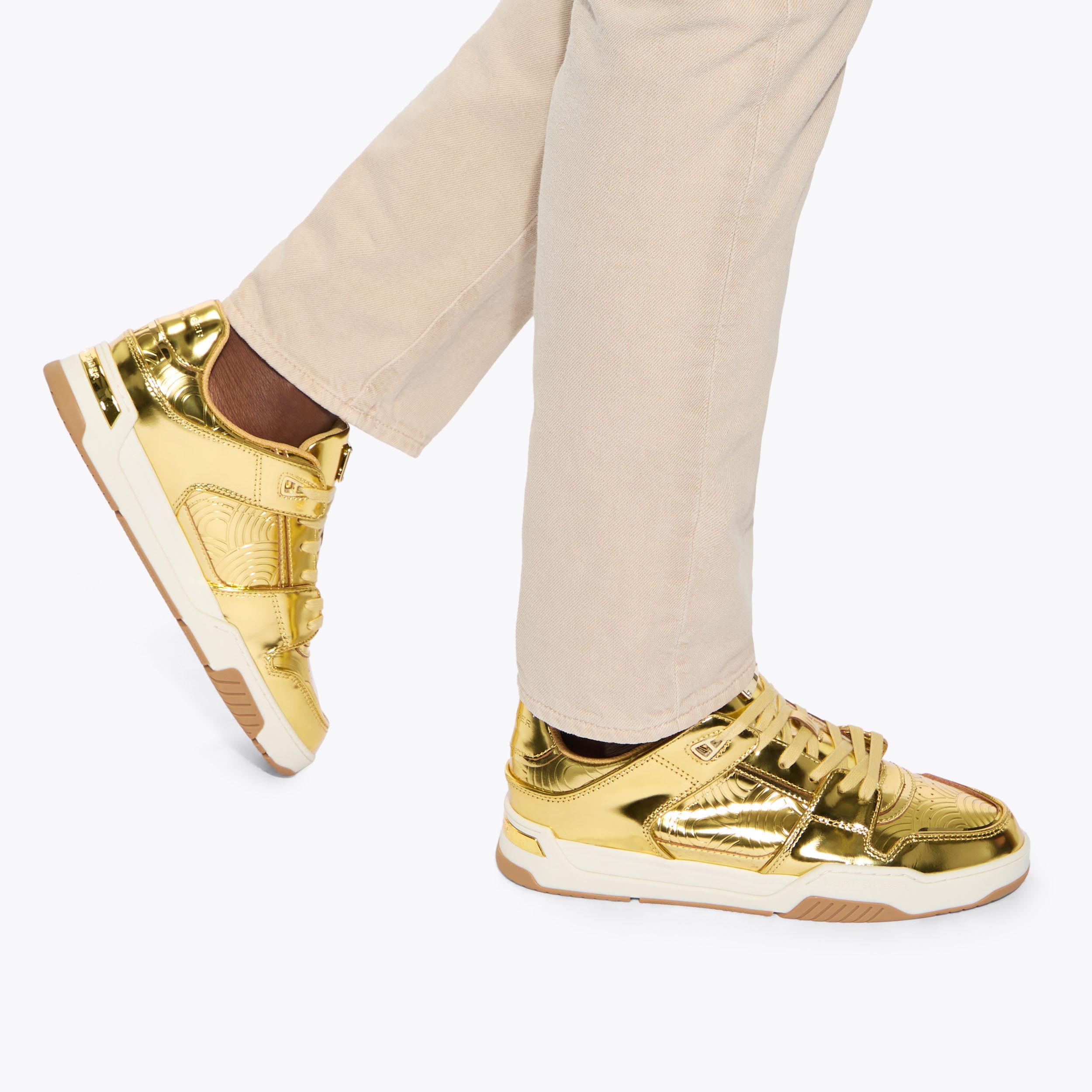 Regan Plaque Gold Sneakers | Gold Kurt Shoes | Kurt Geiger