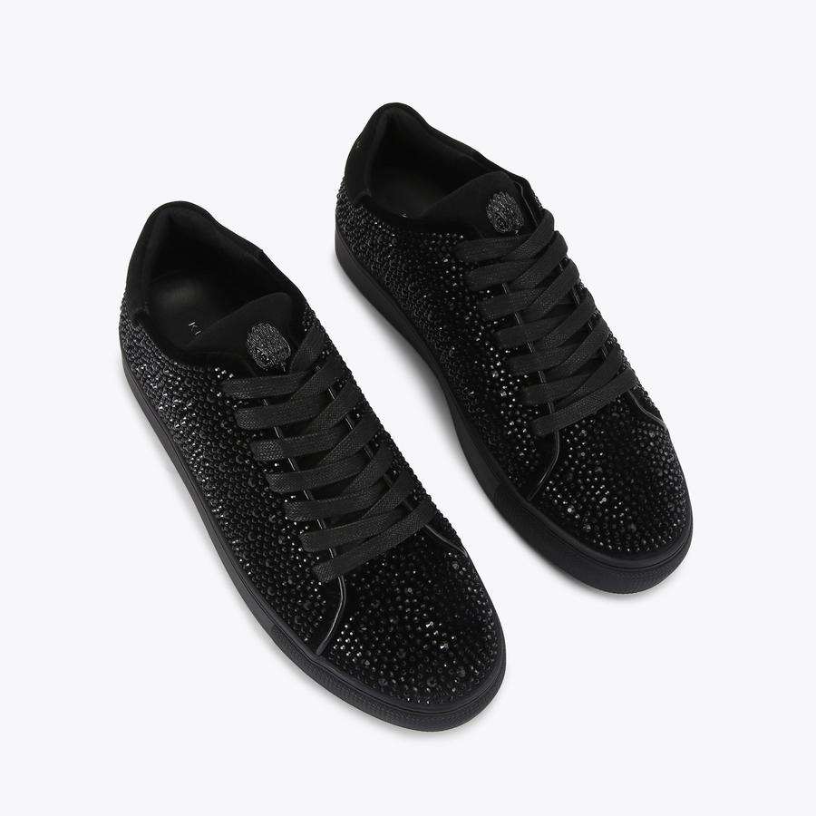 LENNON CRYSTAL Black Velvet Sneaker by KURT GEIGER LONDON